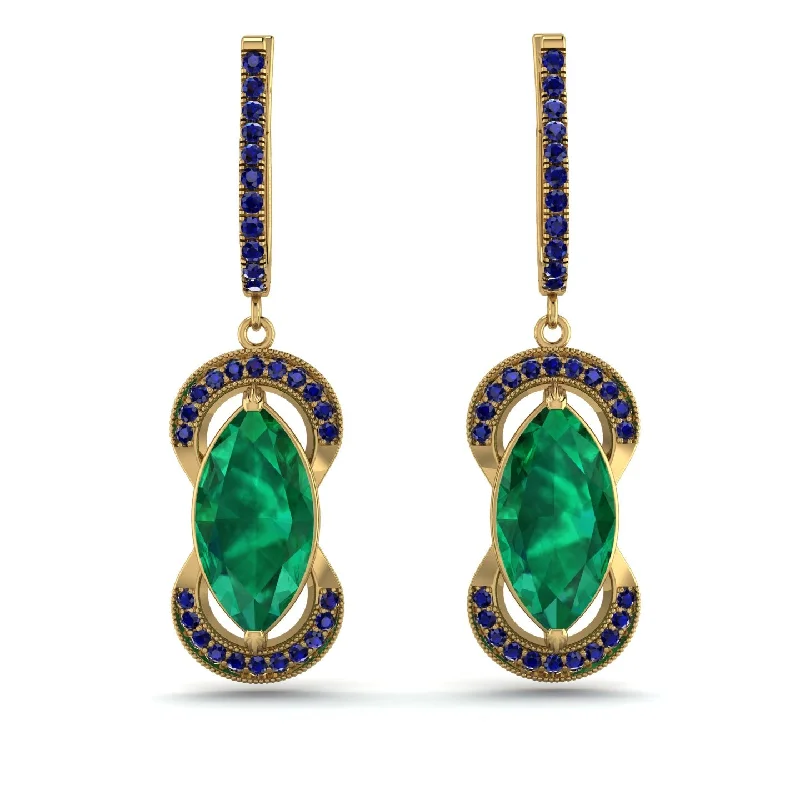 stud earrings for women-Marquise Vintage Emerald Earrings - Marley No. 64