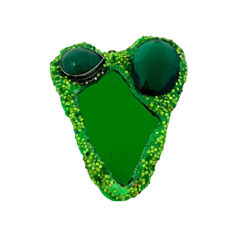 luxury brooches for women-NEON GREEN AVENTURINE HEART BROOCH, 2023