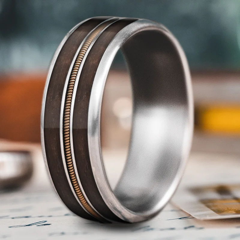 wedding bands for women-Custom Design - 3-Inlay Metal Center aJXZlMfK17WQqLLAuEq-QKh_