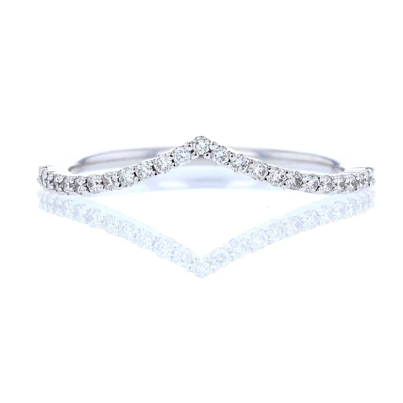 diamond engagement rings for women-Diamond Chevron Contour Band