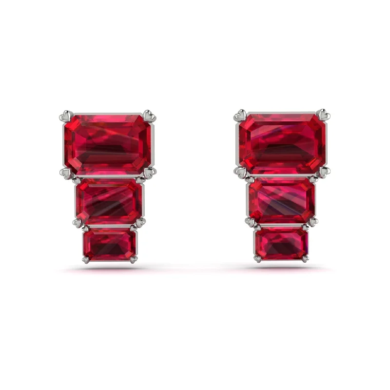 elegant earrings for women-Hidden Diamonds Emerald Ruby Earrings - Briella No. 12