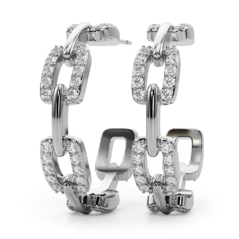 bridal earrings for women-14K Chain Link Diamond Earring