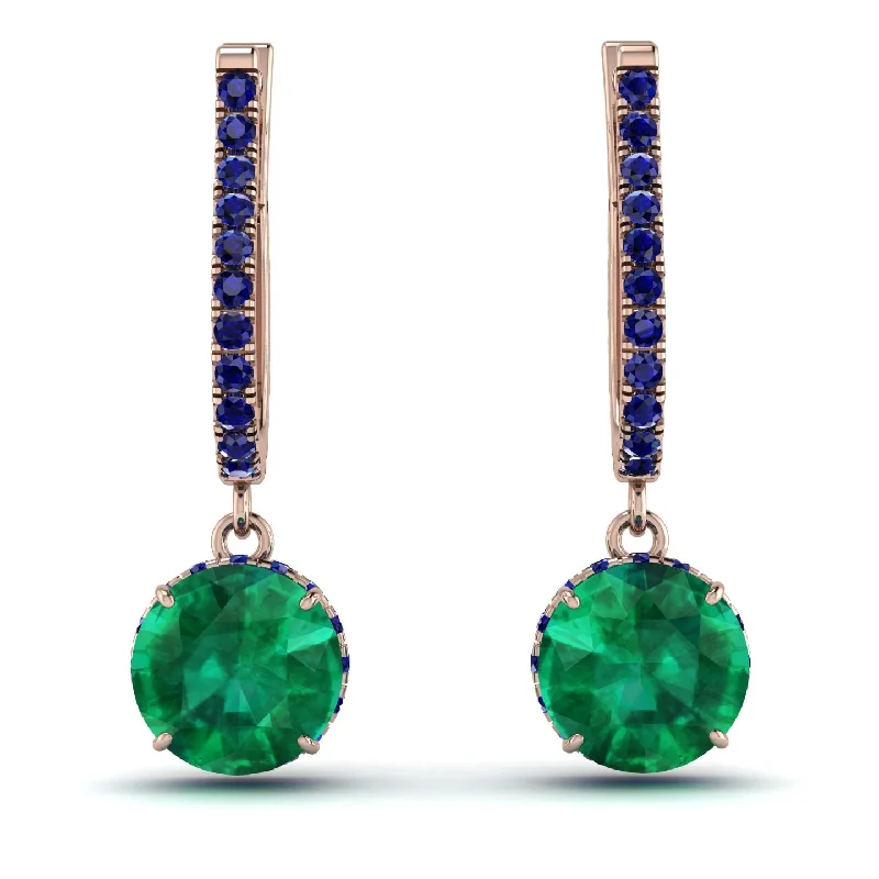 modern earrings for women-Emerald Dangle Earrings With Hidden Halo - Adaline No. 65