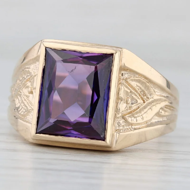 stylish engagement rings for women-6ct Lab Created Purple Sapphire Solitaire Ring 14k Yellow Gold Size 12