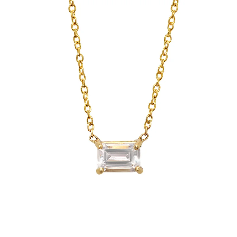 red coral necklaces for women-Emerald Cut White Topaz