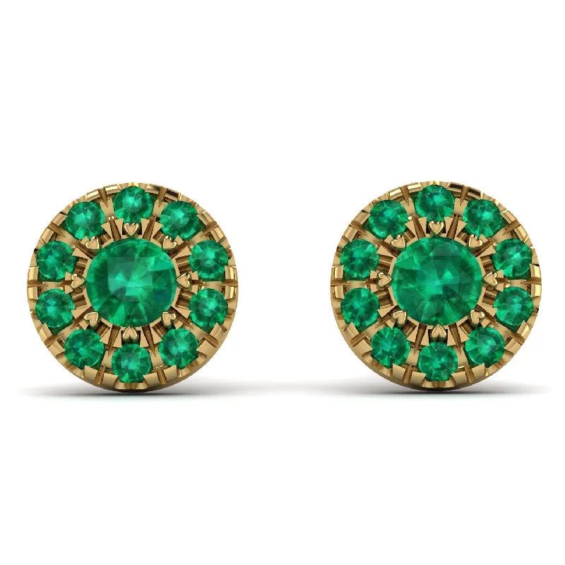 stud hoop earrings for women-Halo Emerald Earrings - Heaven No. 19