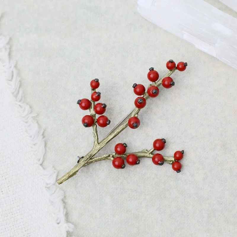 geometric enamel brooches for women-Winterberry Brooch