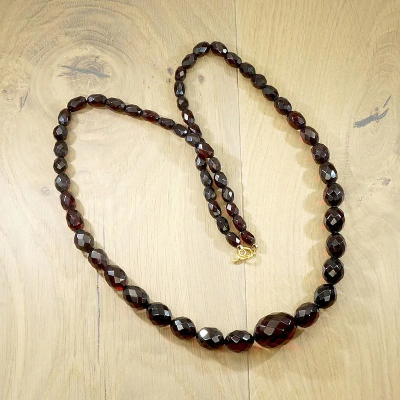 pearl necklaces for women-Rich Reddish-Brown Amber Barrel Beads