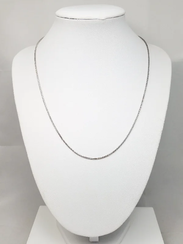 large gold pendant necklaces for women-New 18" Solid 14k White Gold Italian Box Link Chain