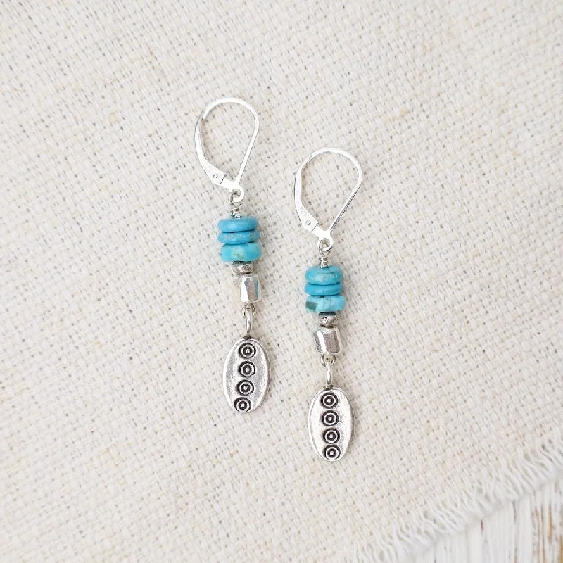 personalized earrings for women-Turquoise with Thai Silver Drop Earrings