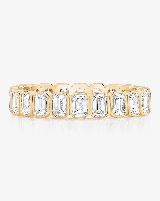 sparkling engagement rings for women-Emerald Bezel Eternity Band