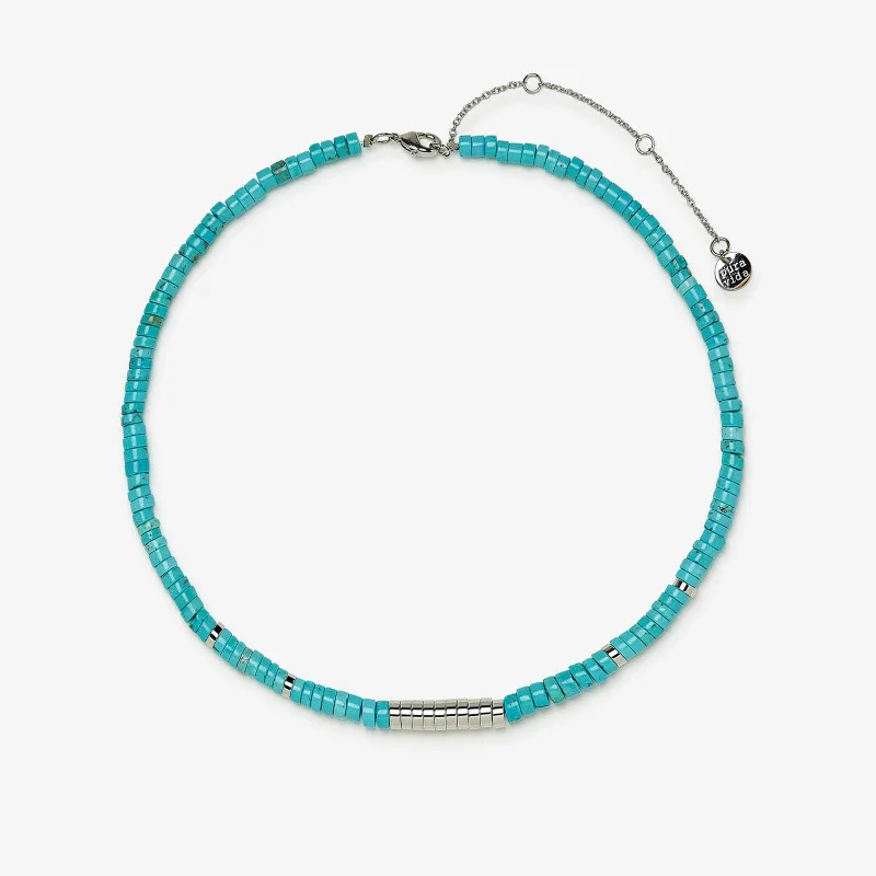 sterling silver chokers for women-Turquoise Bead Choker