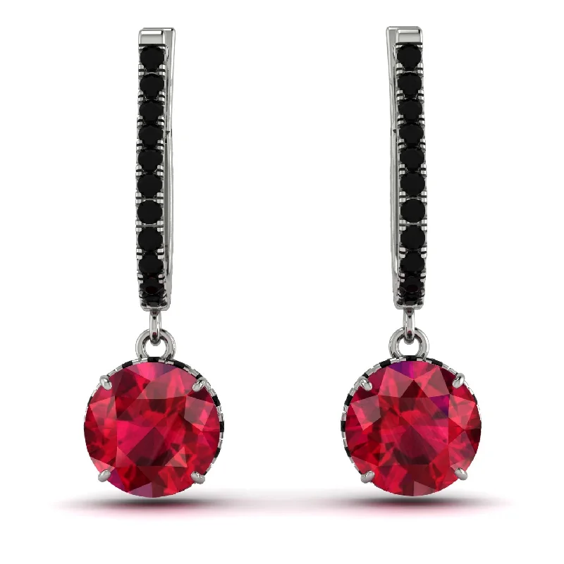 classic earrings for women-Ruby Dangle Earrings With Hidden Halo - Adaline No. 42