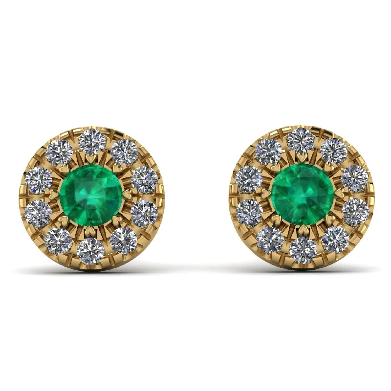 stud earrings for women-Halo Emerald Earrings - Heaven No. 4