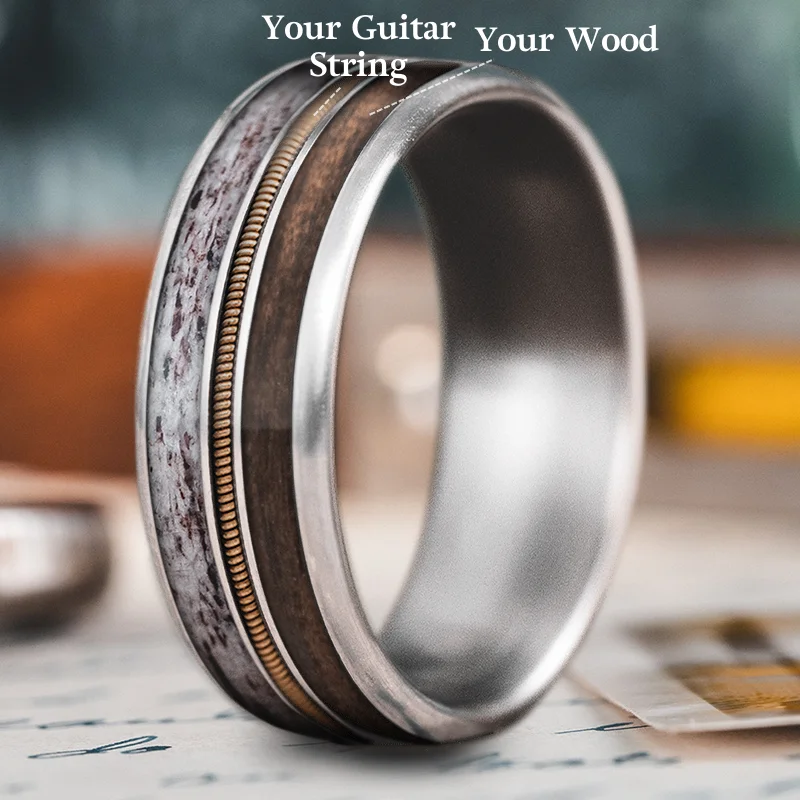 luxury rings for women-Custom Design - 3-Inlay Metal Center Ring Bz2wH7YTjd59RmGVdCNFQQPs