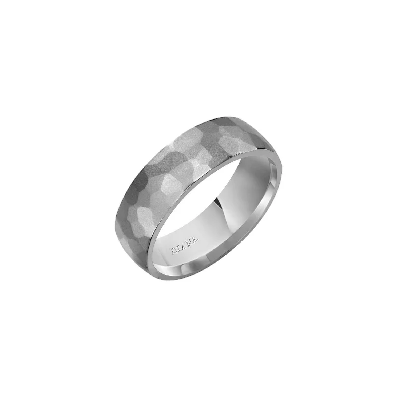 statement engagement rings for women-Hammered 7mm Band