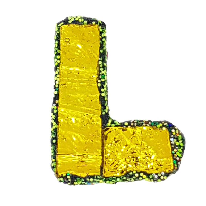 jeweled brooches for women-LETTER L - YELLOW BROOCH