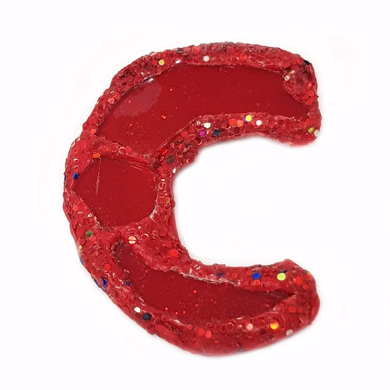 designer enamel brooches for women-LETTER C - RED BROOCH