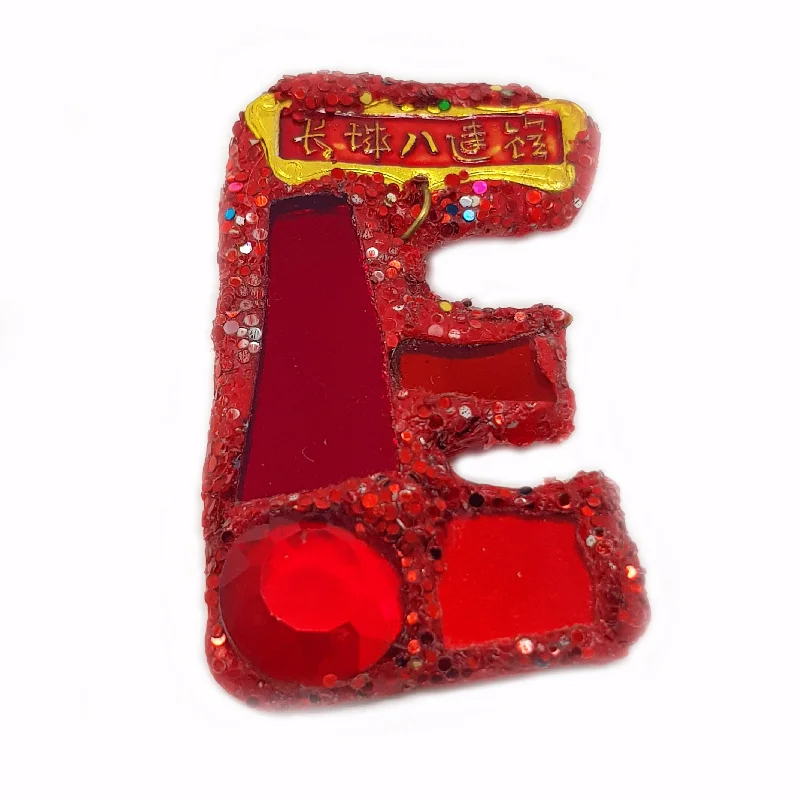 geometric brooches for women-LETTER E - RED BROOCH