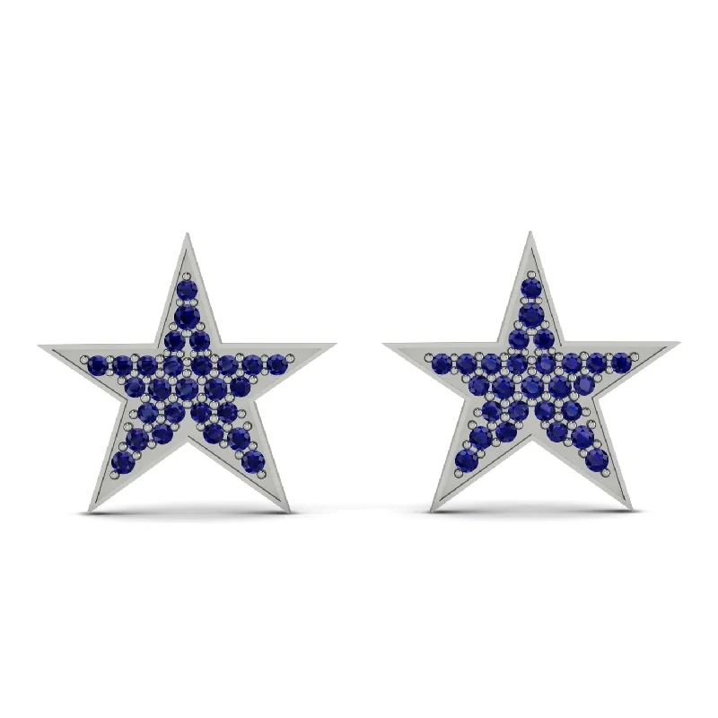 pearl stud earrings for women-Star Stud Sapphire Earrings - Star No. 15