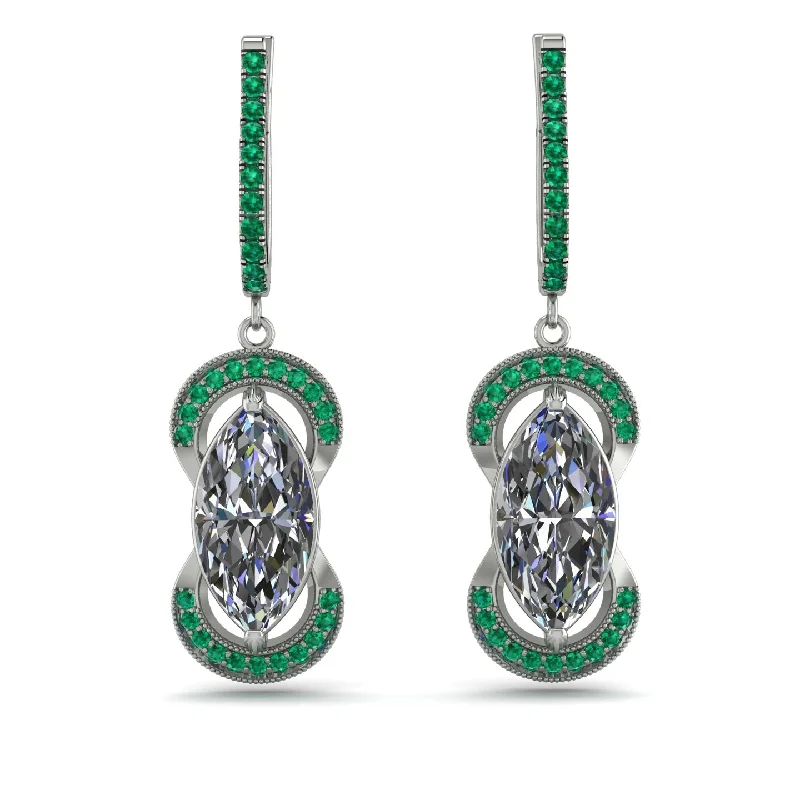 wedding earrings for women-Marquise Vintage Diamond Earrings - Marley No. 18