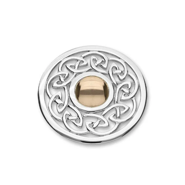 colorful flower brooches for women-Celtic Knot Work Brooch in Silver and Rose Gold Mix