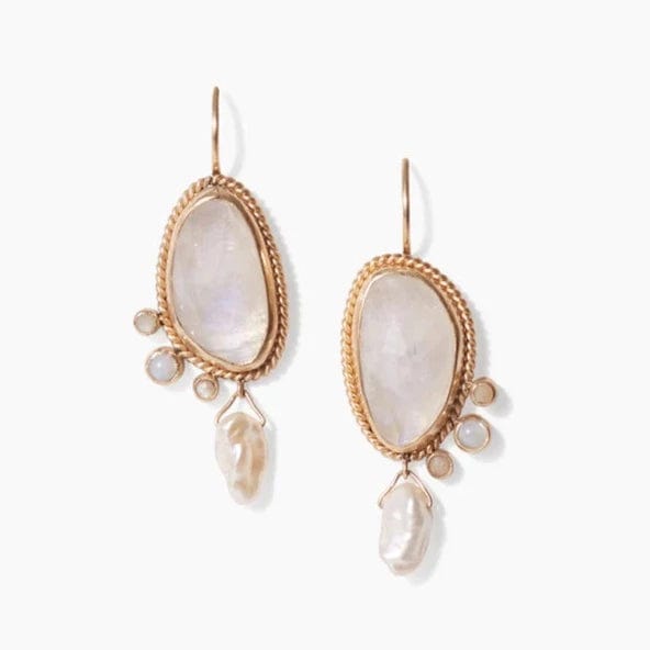 chic hoop earrings for women-14K Moonstone Mix Pompeii Earrings