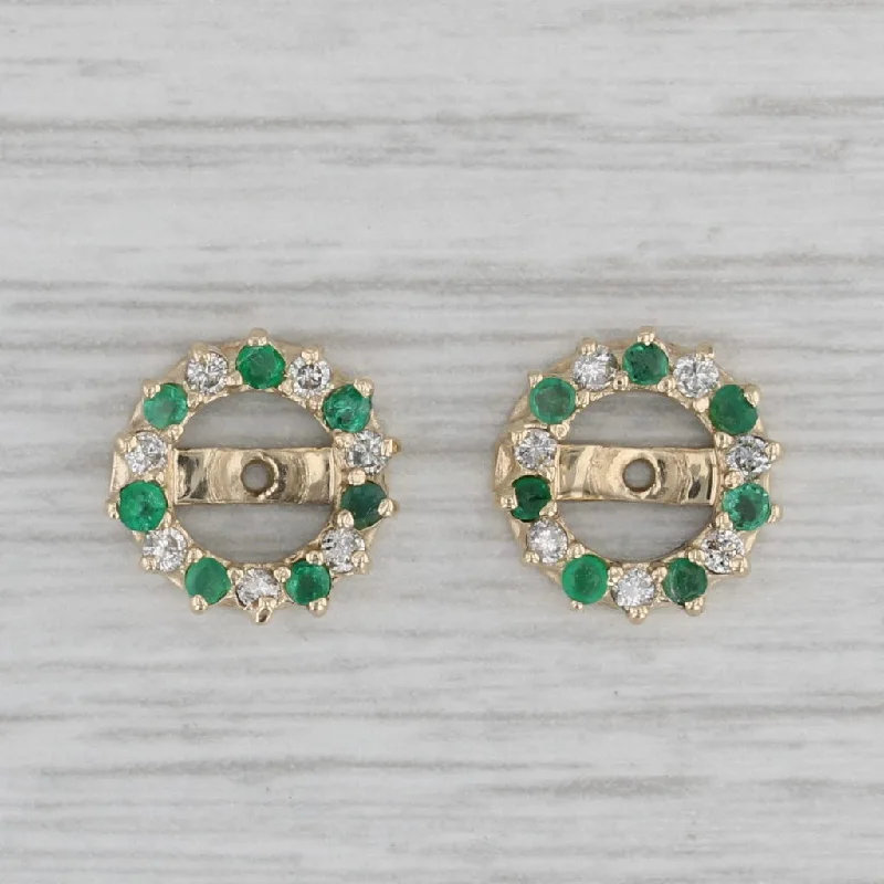 engagement rings for proposal-0.40ctw Emerald Diamond Earring Enhancers Jackets for Studs 14k Yellow Gold