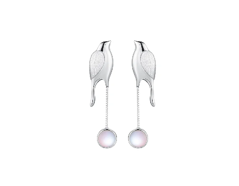 fashion stud earrings for women-Bird and Moon Earring