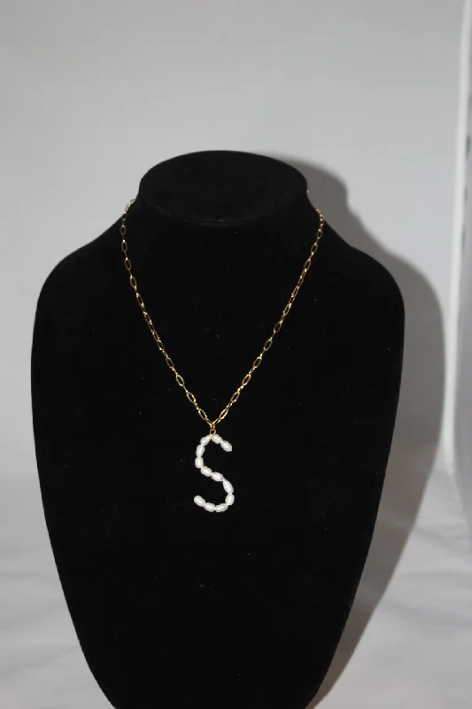 layered chain necklaces for women-Monogram Pearl