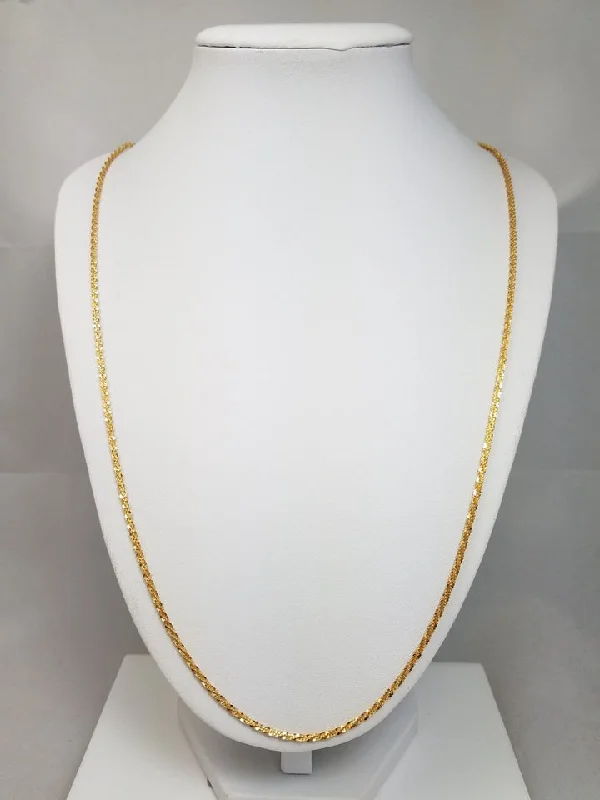 simple necklaces for women-Showy Solid 14k Yellow Gold 28" Sparkle Chain