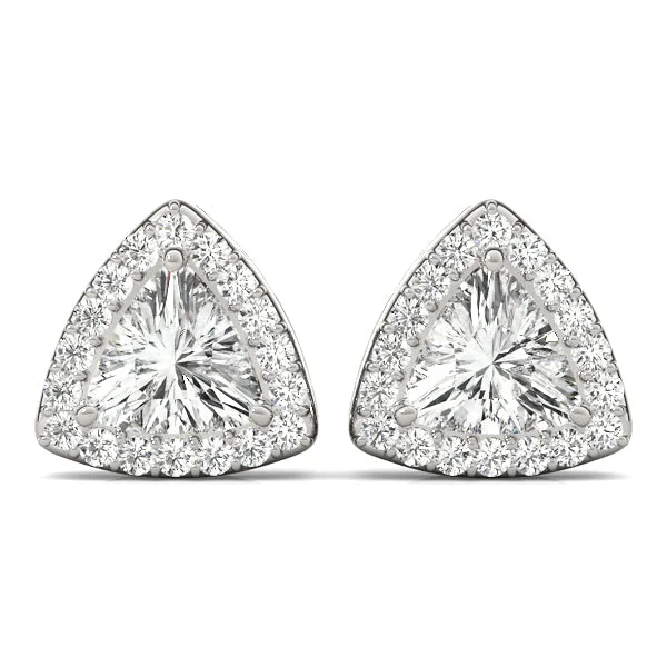 vintage drop earrings for women-14k Gold Triangular Bezel Set Diamond Earring