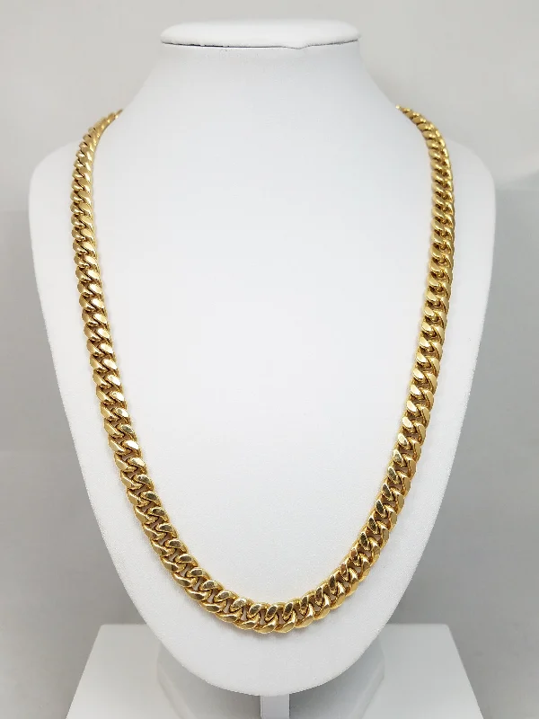 sterling silver necklaces for women-NEW Hollow 10k Yellow Gold 22" Curb/Cuban Chain