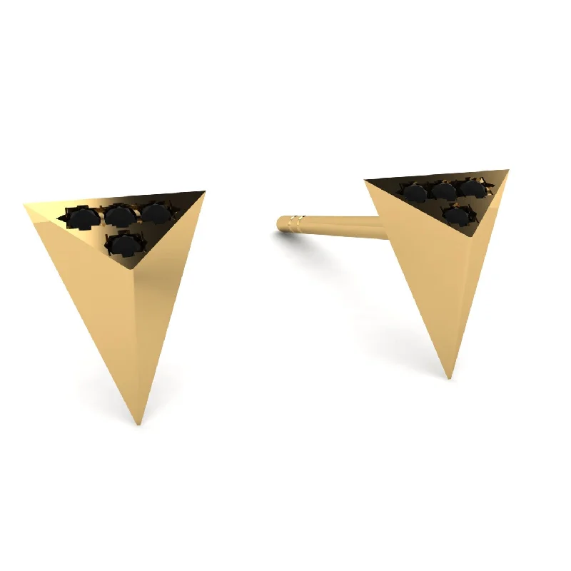 sophisticated earrings for women-Triangle Black Diamond Earrings - Livia No. 7