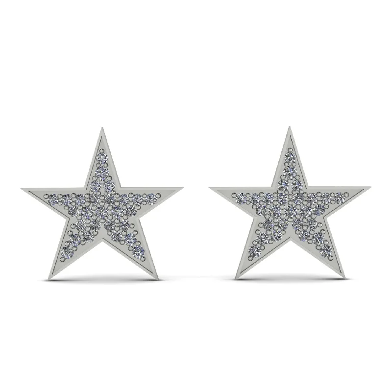 geometric stud earrings for women-Star Stud Diamond Earrings - Star No. 3