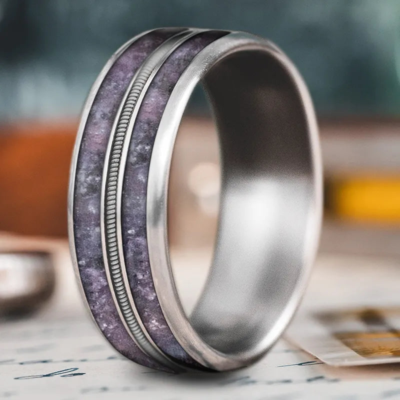 wedding bands for women-Custom Design - 3-Inlay Metal Center Ring AyHZAB-CupOBnRGJtbQfwbGa