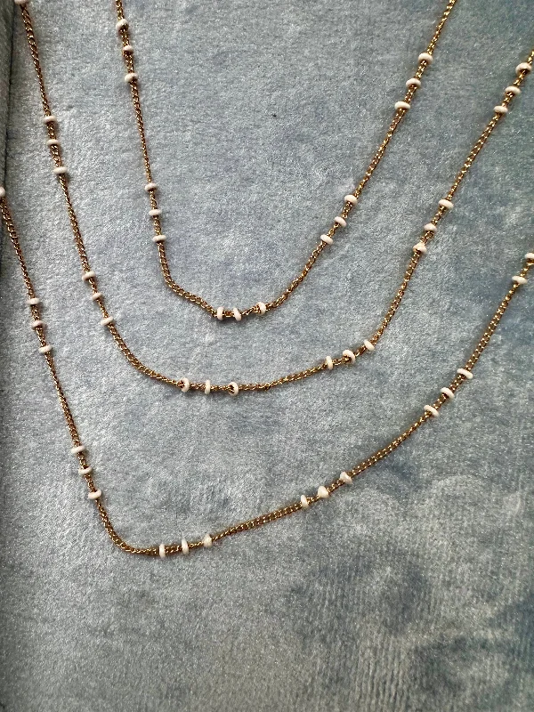 pearl necklaces for women-White Enamel Satellite 2.0