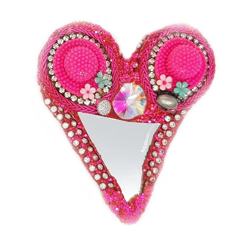 luxury brooches for women-PINK HEART BROOCH - HEART HAT