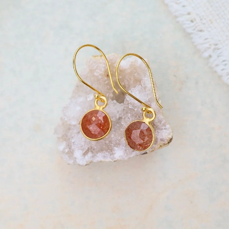 personalized earrings for women-Gold Sunstone Coin Earrings