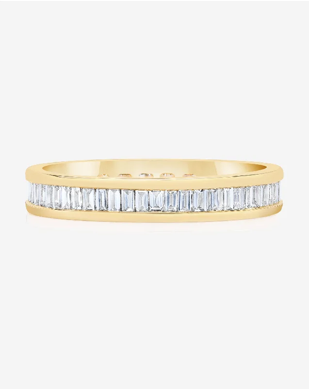 stylish engagement rings for women-Baguette Diamond Channel Set Eternity Band