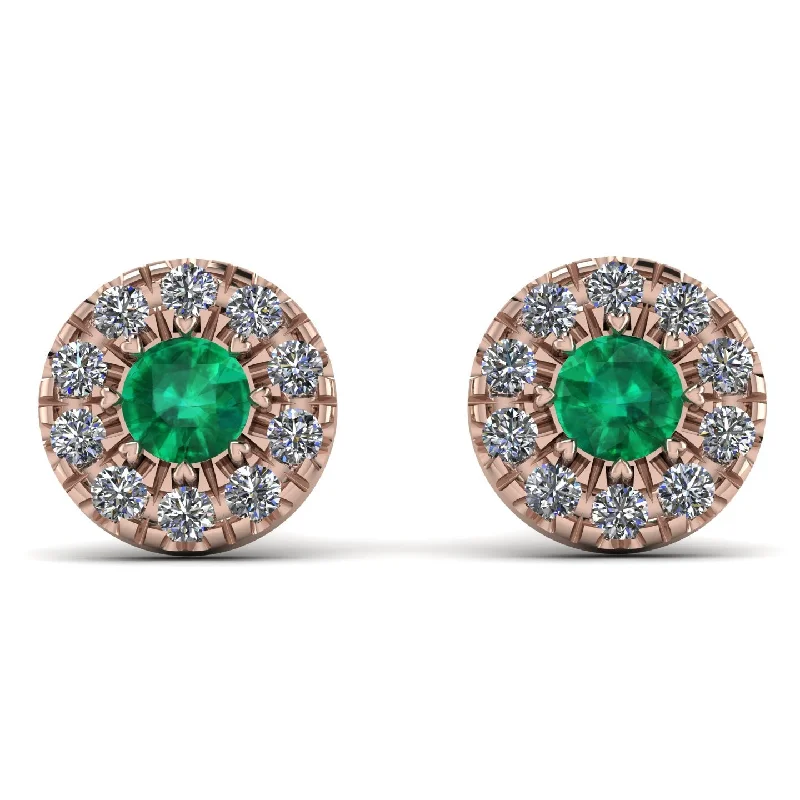 statement earrings for women-Halo Emerald Earrings - Heaven No. 5