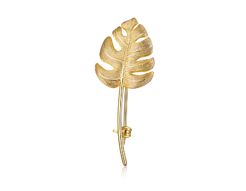 luxury diamond brooches for women-Monstera Leaf Brooch