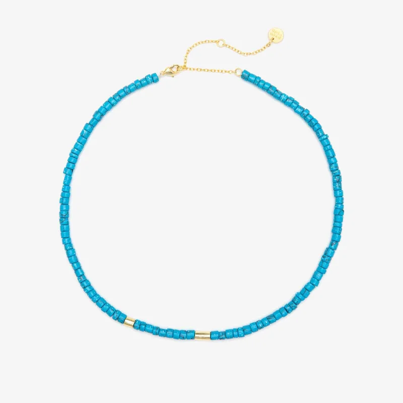 infinity necklace with birthstone for women-Turquoise Stone Choker