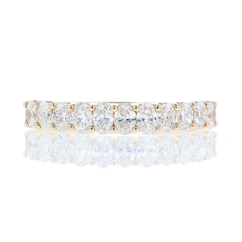 affordable engagement rings for women-Yellow Gold Vertical Oval Diamond Band