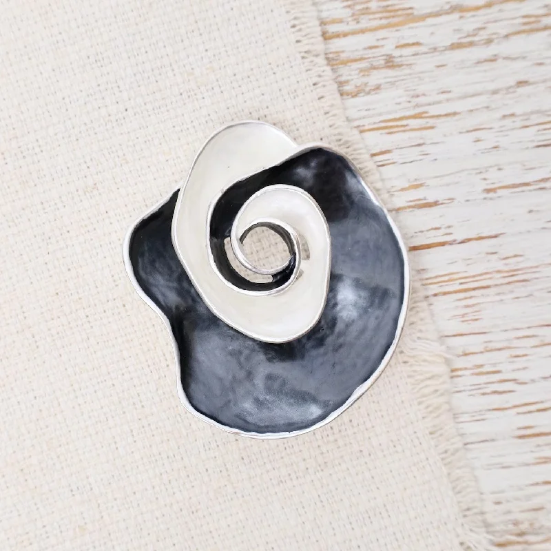 silver leaf brooches for women-Grey Flower Magnetic Brooch