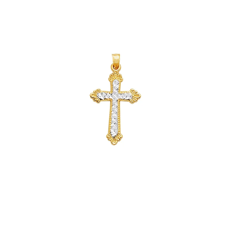 silver chain necklaces for women-14K Gold Vintage Diamond Cut Cross