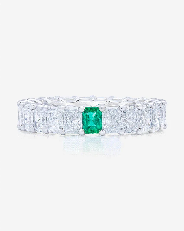 eco-friendly engagement rings for women-Lab Grown Radiant Diamond and Birthstone Eternity Band