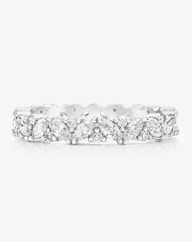 fine jewelry engagement rings for women-Marquise Cluster Eternity Band