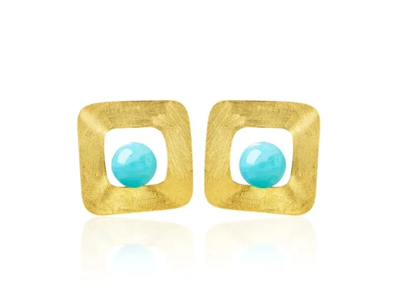 fashion earrings for women-Freeform Square Stud Earring