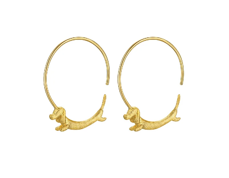 luxury gold earrings for women-Flying Dachshund Earring